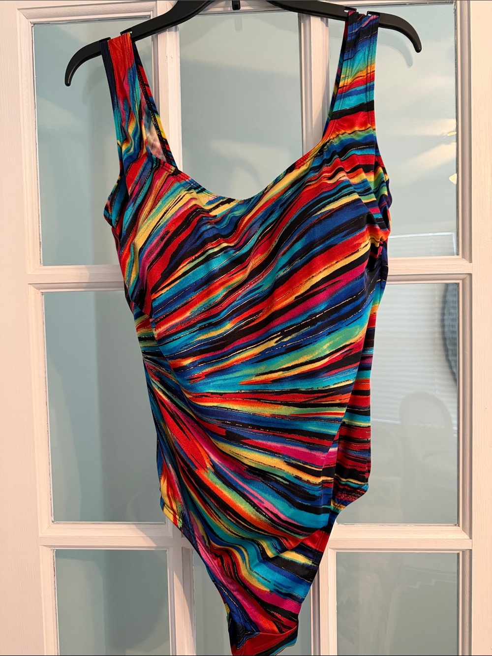 Ladies One-Piece Swimsuit in Multicolor Stripe